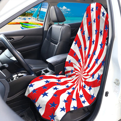 Swirl American Patriotic Star Print Waterproof Car Seat Cover