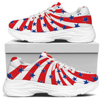 Swirl American Patriotic Star Print White Chunky Shoes