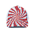Swirl American Patriotic Star Print White Mesh Trucker Hat