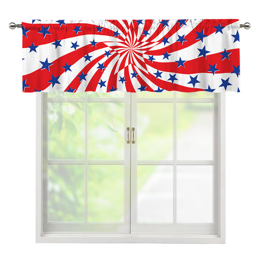 Swirl American Patriotic Star Print Window Valance