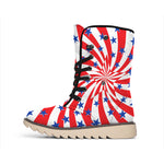 Swirl American Patriotic Star Print Winter Boots
