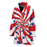 Swirl American Patriotic Star Print Women's Bathrobe