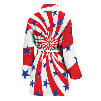 Swirl American Patriotic Star Print Women's Bathrobe