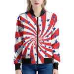 Swirl American Patriotic Star Print Women's Bomber Jacket