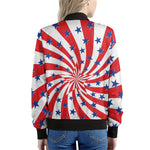 Swirl American Patriotic Star Print Women's Bomber Jacket