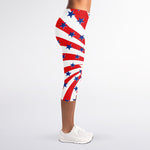 Swirl American Patriotic Star Print Women's Capri Leggings
