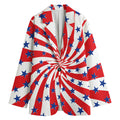 Swirl American Patriotic Star Print Women's Cotton Blazer