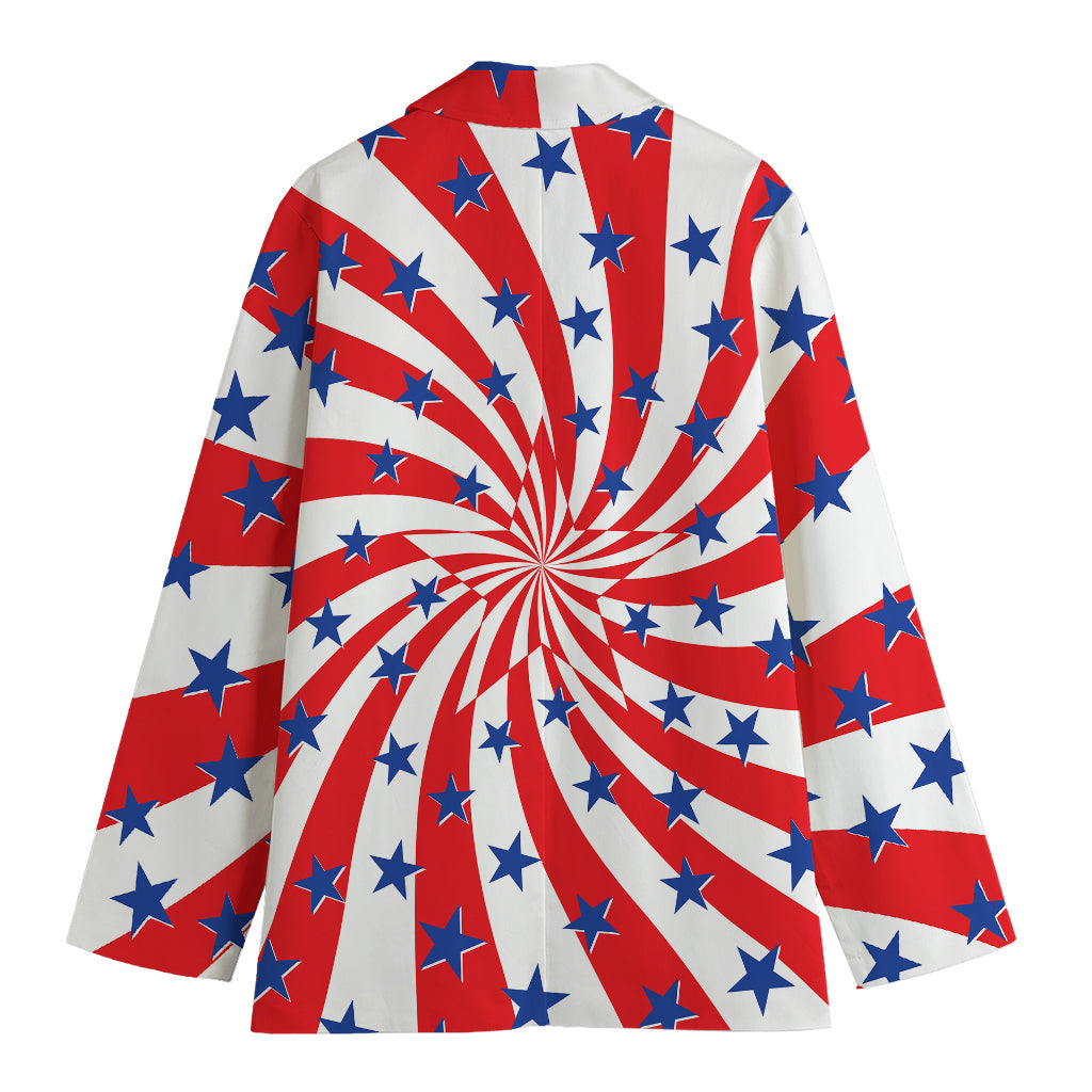 Swirl American Patriotic Star Print Women's Cotton Blazer