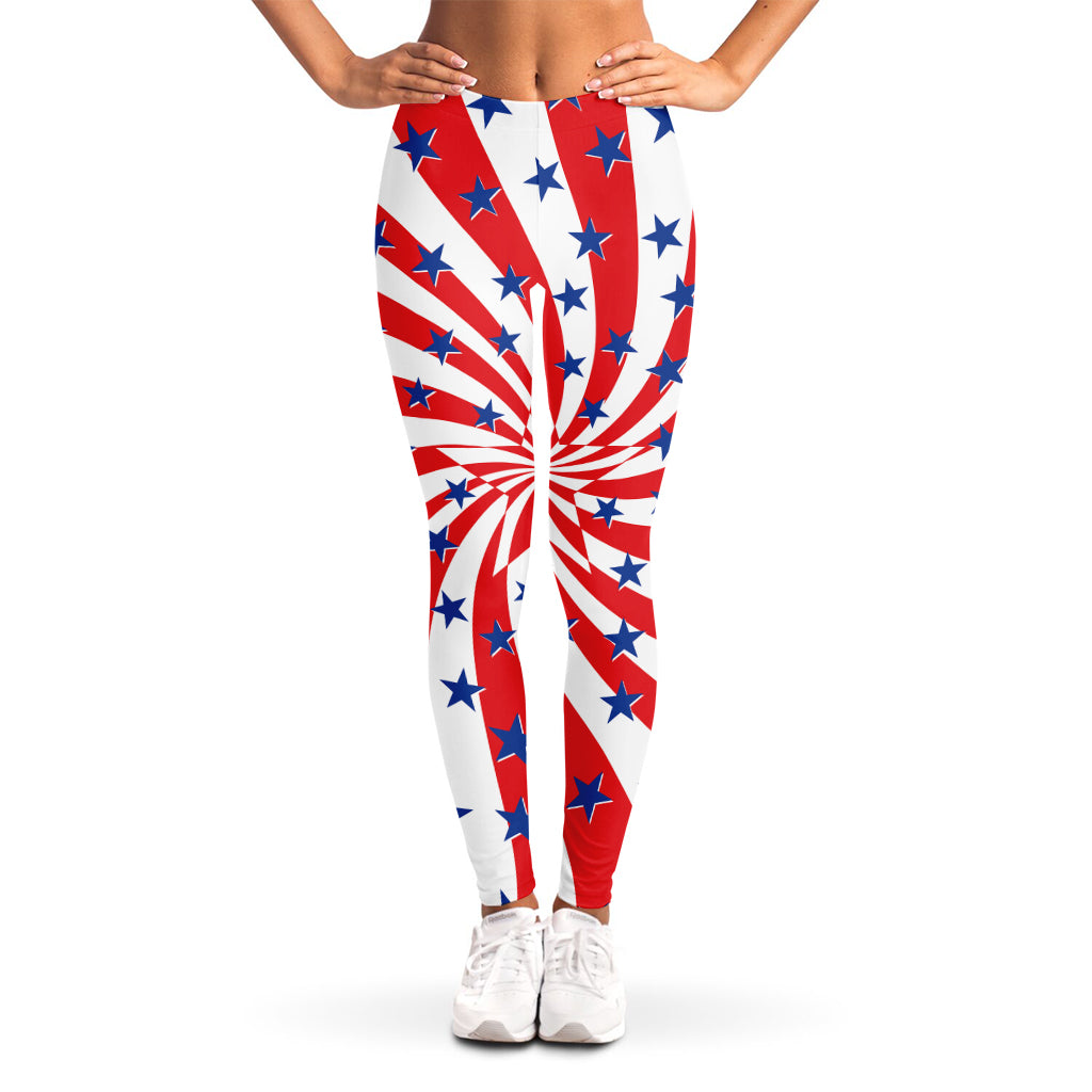 Swirl American Patriotic Star Print Women's Leggings