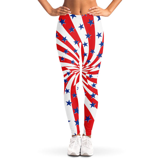 Swirl American Patriotic Star Print Women's Leggings