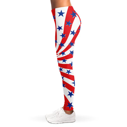 Swirl American Patriotic Star Print Women's Leggings