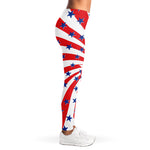 Swirl American Patriotic Star Print Women's Leggings