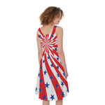 Swirl American Patriotic Star Print Women's Sleeveless Dress