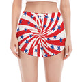 Swirl American Patriotic Star Print Women's Split Running Shorts