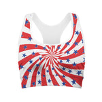 Swirl American Patriotic Star Print Women's Sports Bra