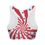 Swirl American Patriotic Star Print Women's Sports Bra