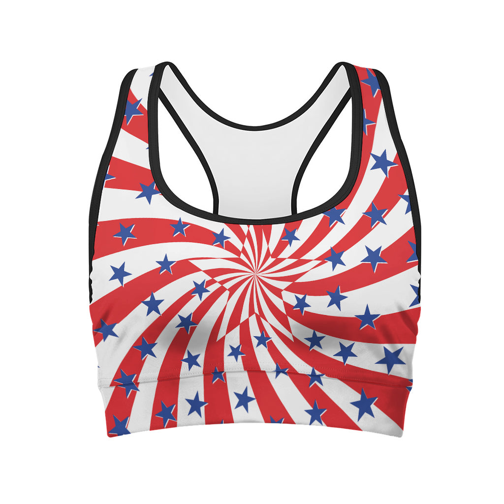 Swirl American Patriotic Star Print Women's Sports Bra – GearFrost