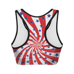 Swirl American Patriotic Star Print Women's Sports Bra