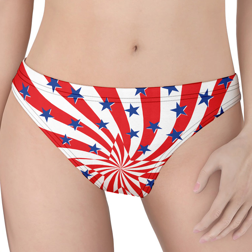 Swirl American Patriotic Star Print Women's Thong