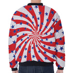 Swirl American Patriotic Star Print Zip Sleeve Bomber Jacket