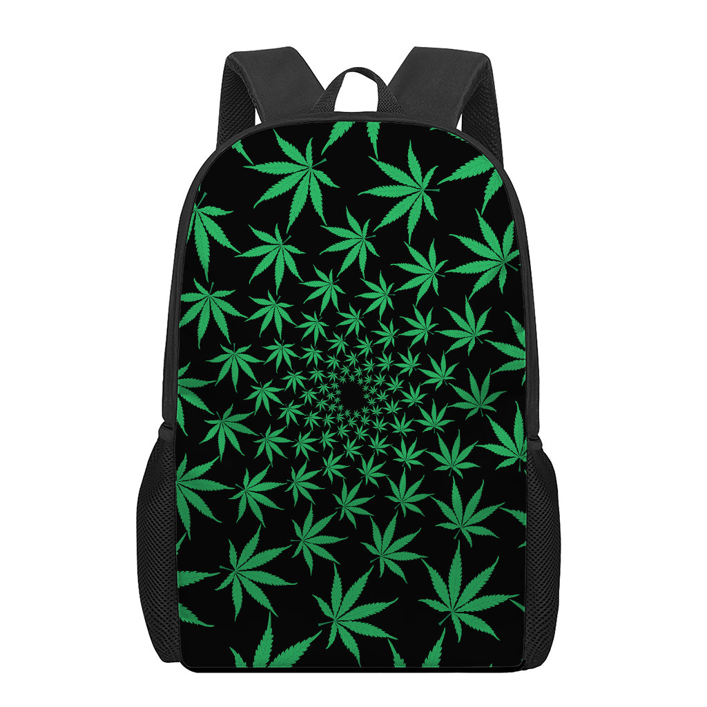 Swirl Cannabis Leaf Print 17 Inch Backpack