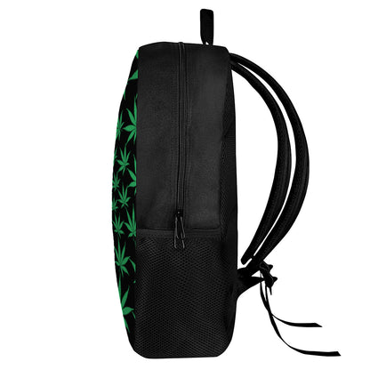 Swirl Cannabis Leaf Print 17 Inch Backpack
