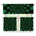 Swirl Cannabis Leaf Print 3 Piece Kitchen Curtains