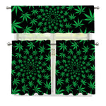 Swirl Cannabis Leaf Print 3 Piece Kitchen Curtains