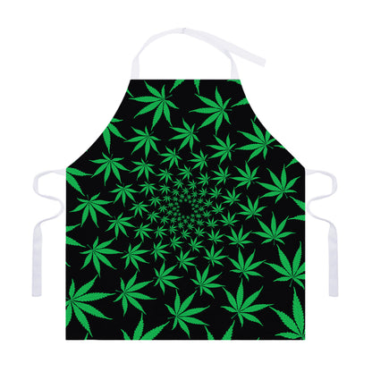 Swirl Cannabis Leaf Print Adjustable Apron
