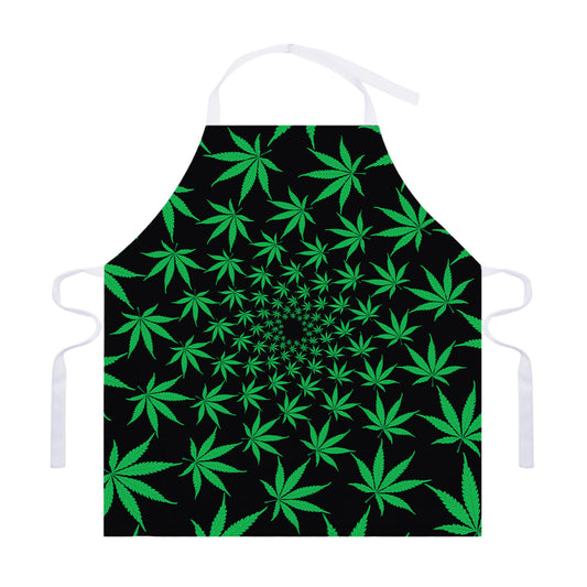Swirl Cannabis Leaf Print Adjustable Apron