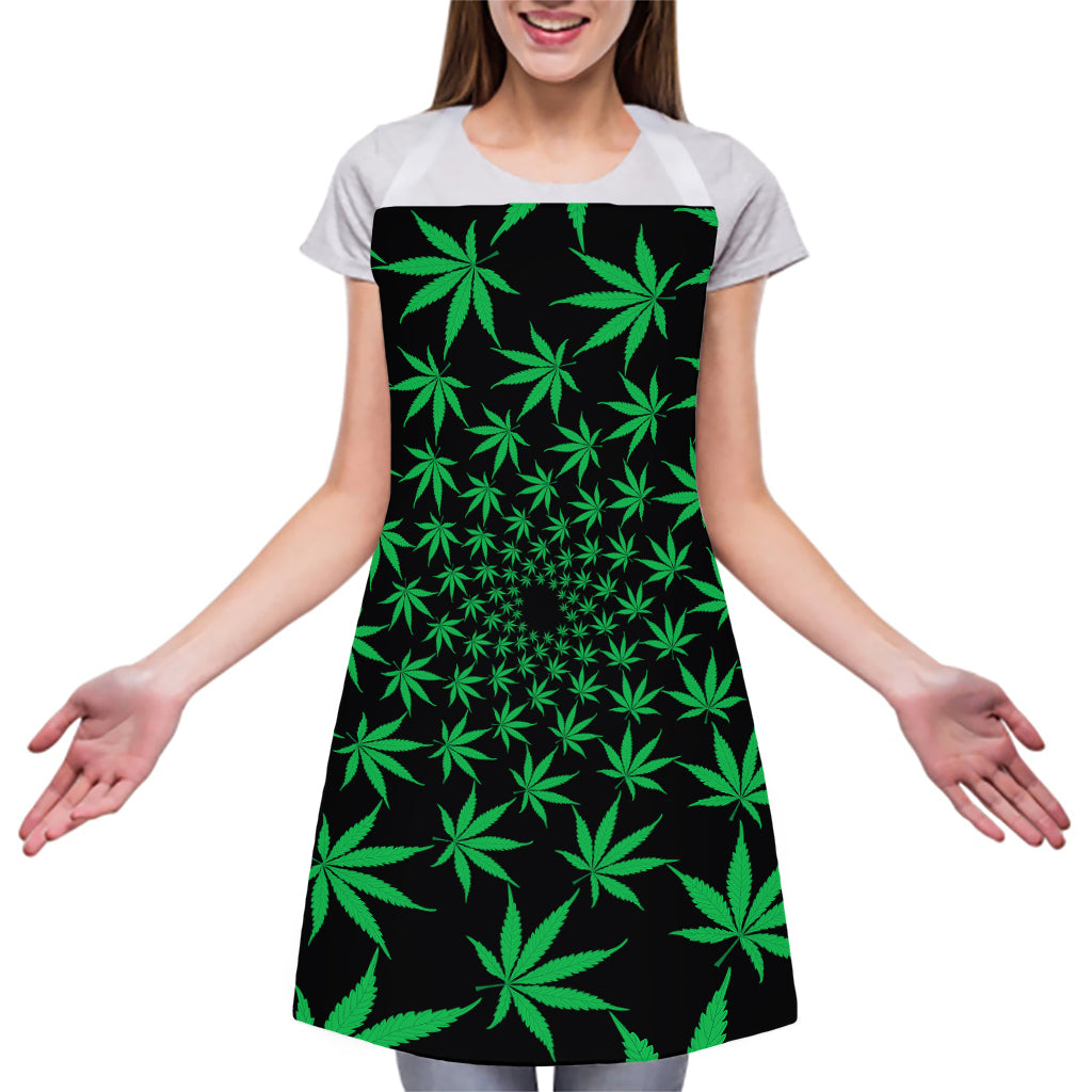 Swirl Cannabis Leaf Print Adjustable Apron