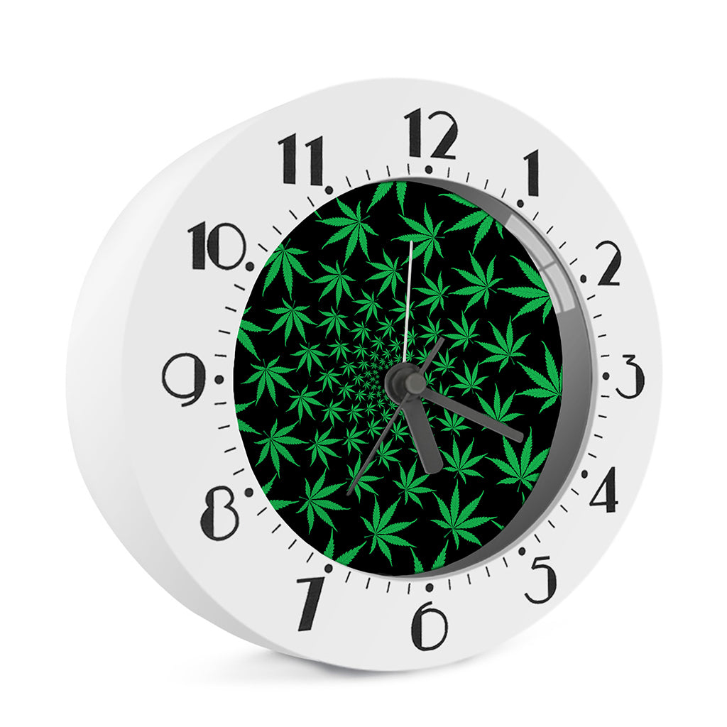 Swirl Cannabis Leaf Print Alarm Clock