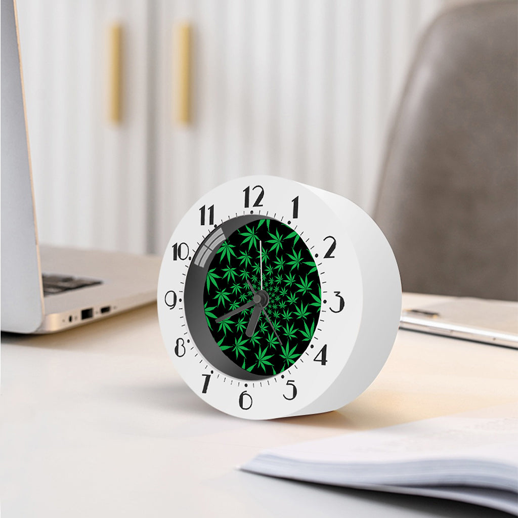 Swirl Cannabis Leaf Print Alarm Clock