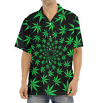 Swirl Cannabis Leaf Print Aloha Shirt