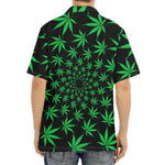 Swirl Cannabis Leaf Print Aloha Shirt