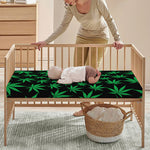 Swirl Cannabis Leaf Print Baby Crib Sheet