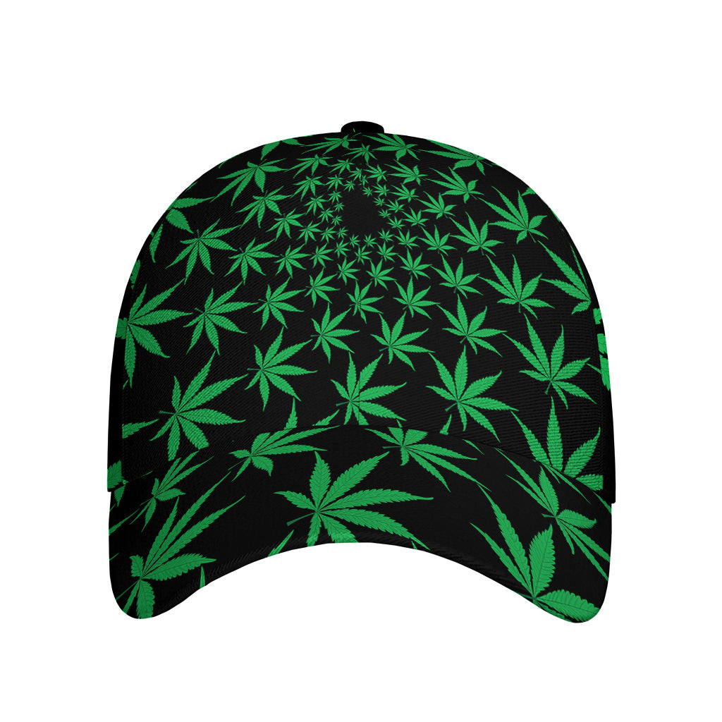 Swirl Cannabis Leaf Print Baseball Cap