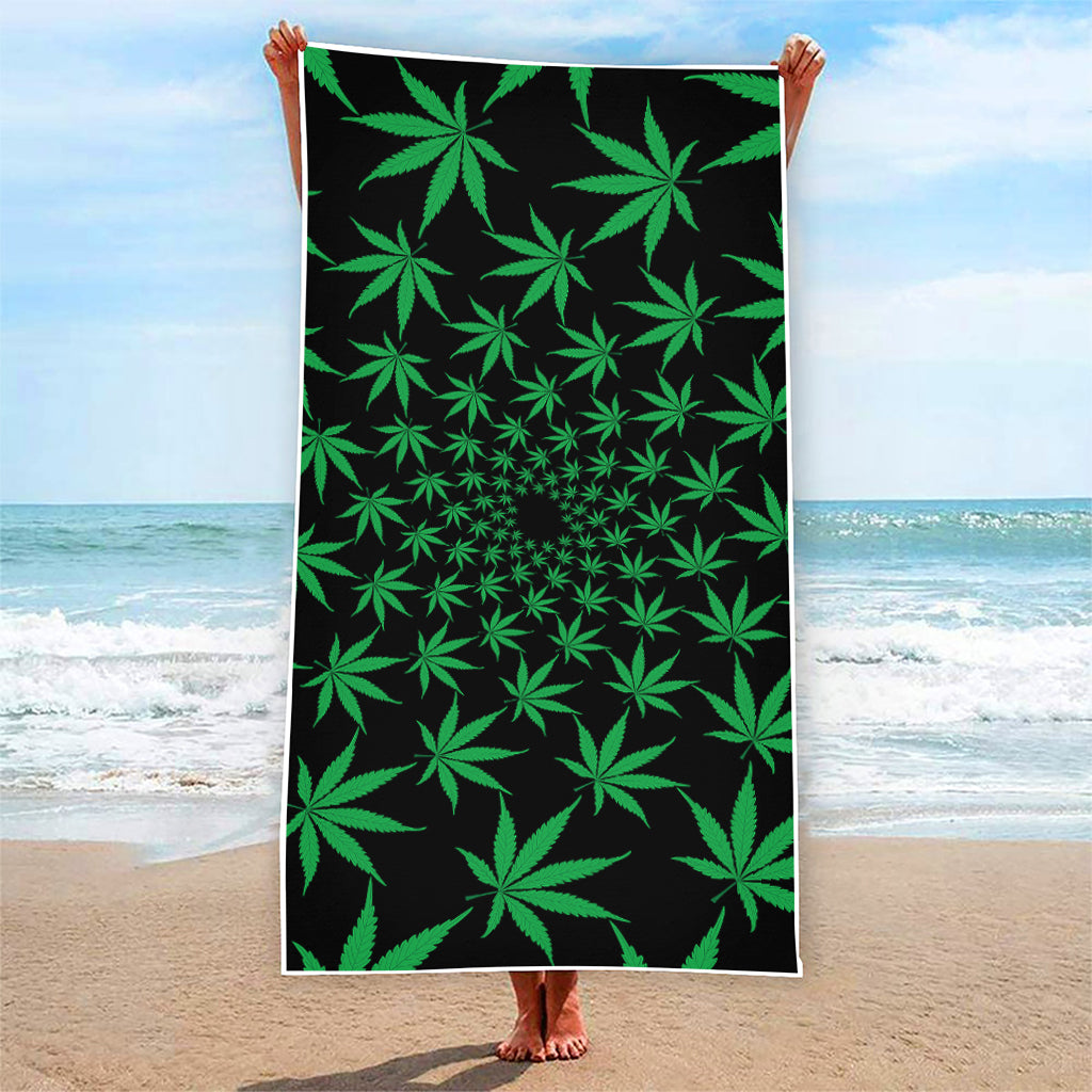 Swirl Cannabis Leaf Print Beach Towel