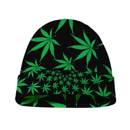Swirl Cannabis Leaf Print Beanie