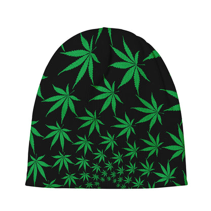 Swirl Cannabis Leaf Print Beanie