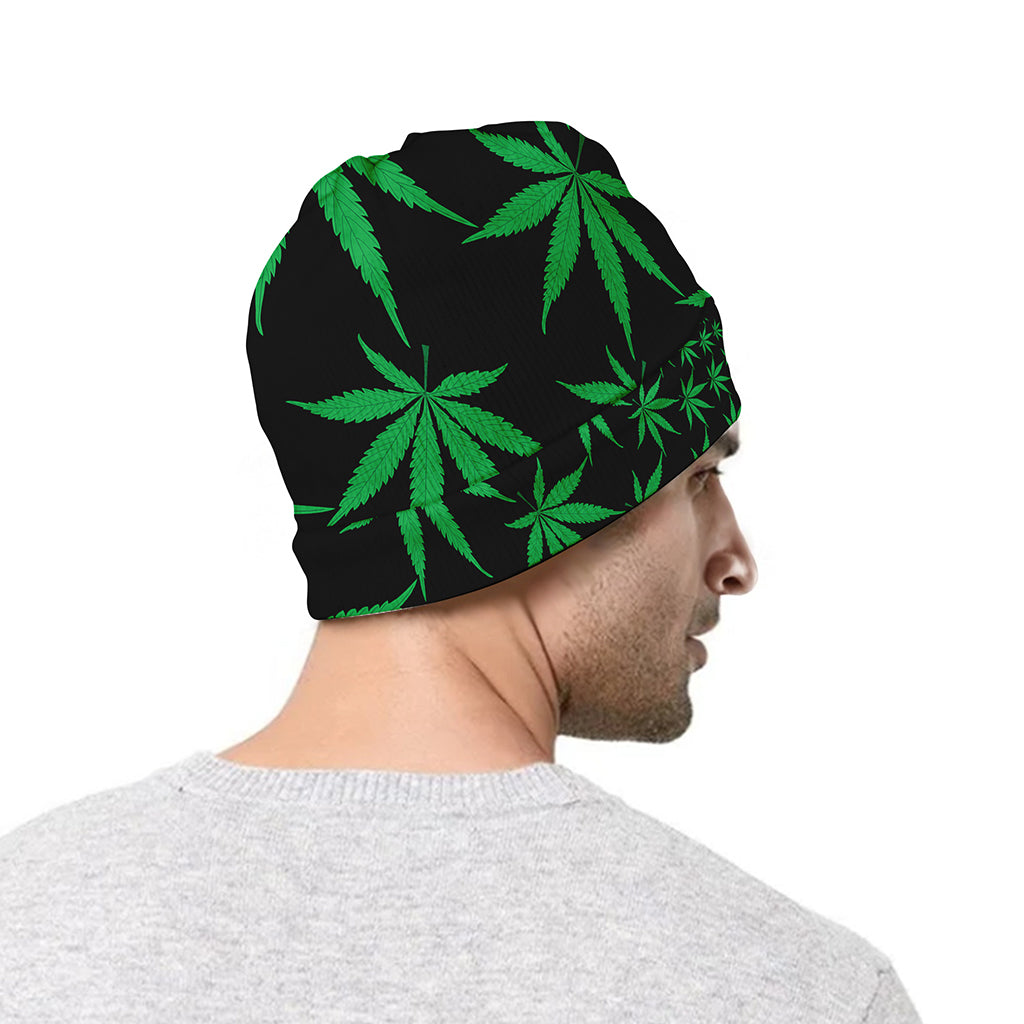Swirl Cannabis Leaf Print Beanie