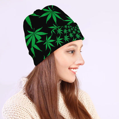 Swirl Cannabis Leaf Print Beanie