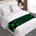 Swirl Cannabis Leaf Print Bed Runner