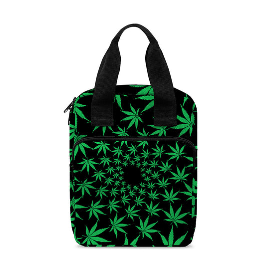 Swirl Cannabis Leaf Print Bible Tote Bag