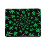 Swirl Cannabis Leaf Print Bifold Wallet