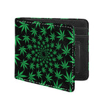 Swirl Cannabis Leaf Print Bifold Wallet