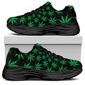Swirl Cannabis Leaf Print Black Chunky Shoes