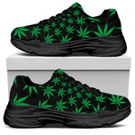 Swirl Cannabis Leaf Print Black Chunky Shoes
