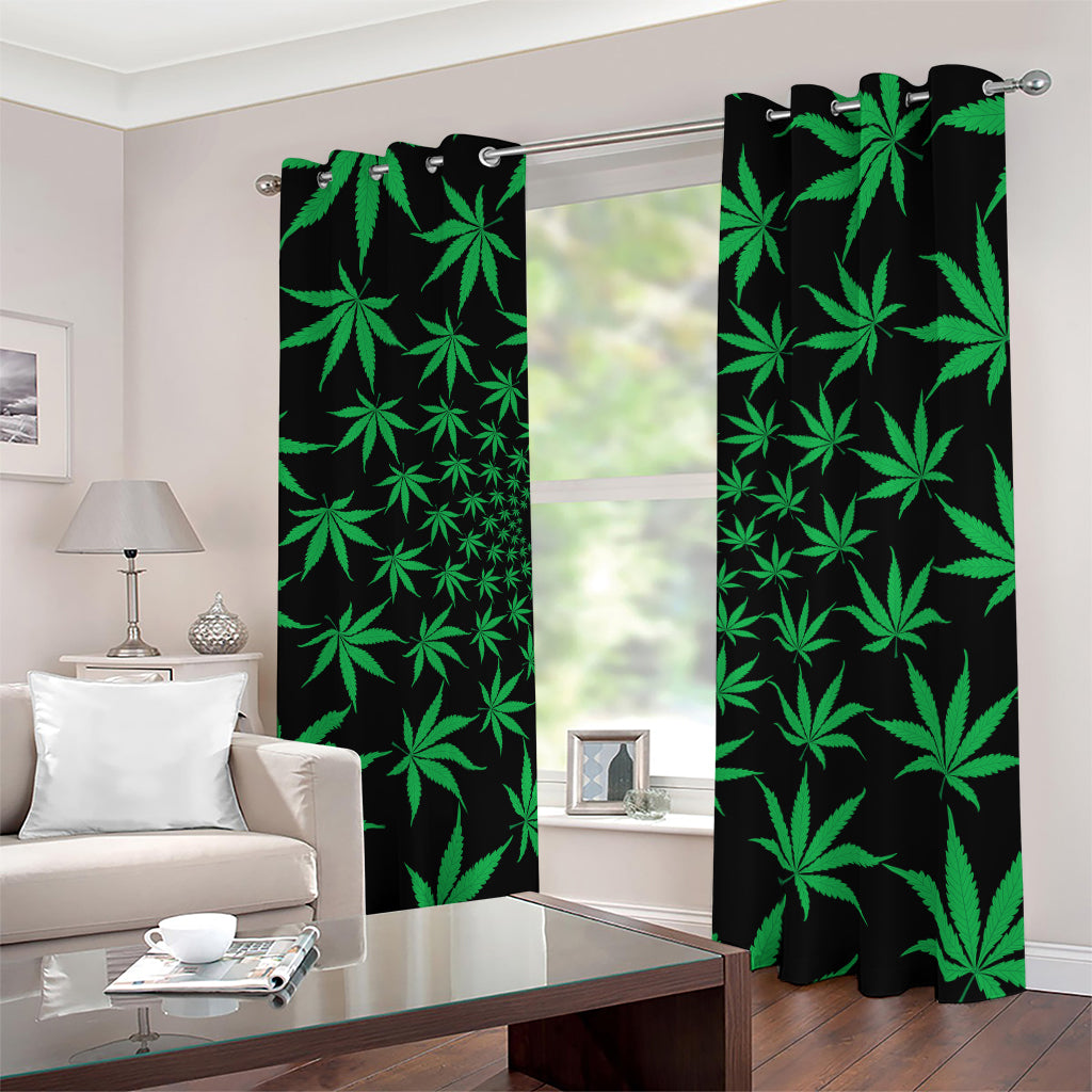 Swirl Cannabis Leaf Print Blackout Grommet Curtains