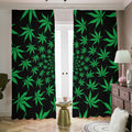 Swirl Cannabis Leaf Print Dimout Pencil Pleat Curtains